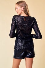 Load image into Gallery viewer, PARTY TIME SEQUIN TOP // BLACK

