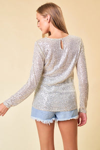 PARTY TIME SEQUIN TOP // CHAMPAGNE