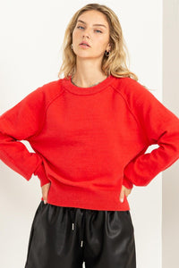 ALL SMILES SWEATER // CORAL RED